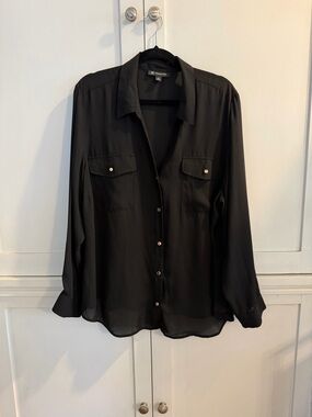 INC International Concepts Black Blouse Top